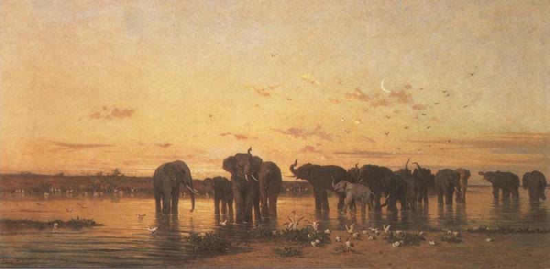 Charles Tournemine Elephants at Sunset Germany oil painting art